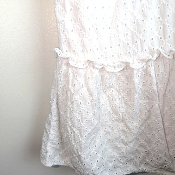 NWOT Zara White Eyelet Ruffle Mini Dress Whimsy CottageCore Beach Coquette - Picture 2 of 14